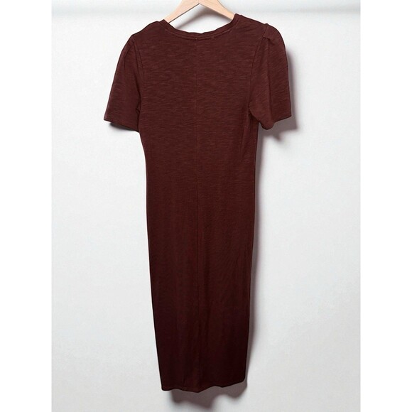 Lilla P Brown Maxi Dress XS V-Neck Short Sleeve Soft Jersey Minimalist Chic - Picture 11 of 16